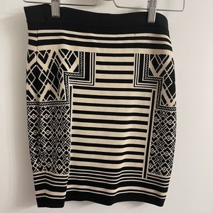 Art Deco Black & Tan Fabric Bodycon Skirt